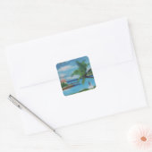 Tropische Beach Scene Art Print Vierkante Sticker (Envelop)