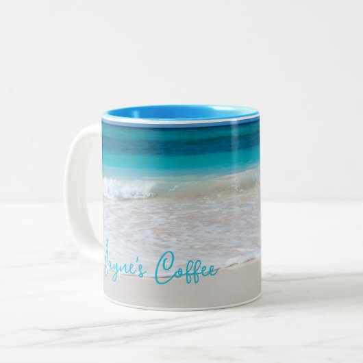 Tropische Beach Scene Personalized Coffee Mok (Voorkant links)