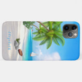Tropische Beach Seascape Illustratie Aangepaste na Case-Mate iPhone Case (Achterkant (horizontaal))