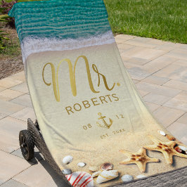  Tropische Beach Starfish Personaliseerde de heer Strandlaken