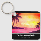 Tropische Beach Sunset Waterverf Farida Greenfield Sleutelhanger (Voorkant)