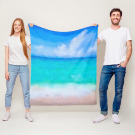 Tropische Beach Turquoise Blue White Waterverf Fleece Deken