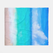 Tropische Beach Turquoise Blue White Waterverf Fleece Deken (Voorkant (Horizontaal))