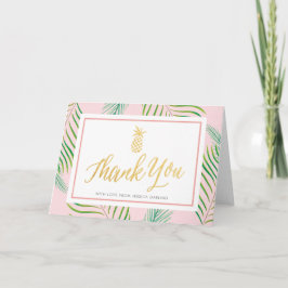 Tropische bedankkaartjes | Roze & Gouden Ananas Bedankkaart
