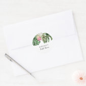 Tropische begroeiing Roze Bloemrijke Bruidsmeisjes Ronde Sticker (Envelop)