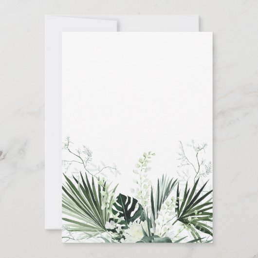 Tropische begroeiing Witte Laten we feest vieren Kaart (Achterkant)