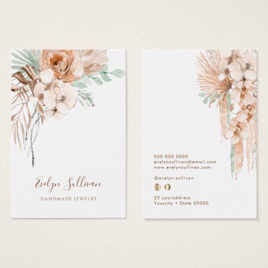 Tropische beige en mint oorbel display kaart (Voorkant /achterkant)