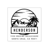 Tropische berg & strand | Achternaam Adres Rubberstempel (Afrduk)
