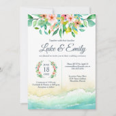 Tropische Bestemming Aquarel Bruiloft Kaart (Voorkant)