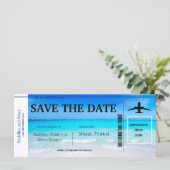 Tropische Bestemming Blauw Trouw Save The Date (Staand voorkant)