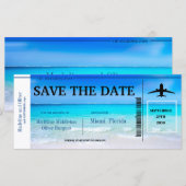 Tropische Bestemming Blauw Trouwen Bewaar De Datum (Voorkant / Achterkant)