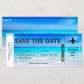 Tropische Bestemming Blauw Trouwkaart Opslaan Datu (Voorkant / Achterkant)