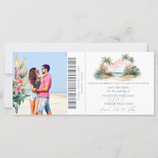 Tropische bestemming | Boarding Pass De datum opsl (Voorkant)