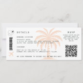 Tropische bestemming Boarding Pink Palm QR Wedding Kaart (Achterkant)