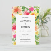 Tropische Bestemming Bruiloft Bloemen Bewaar de da Kaart (Staand voorkant)