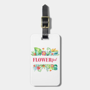 Tropische bestemming bruiloft bloemenmeisje bagagelabel