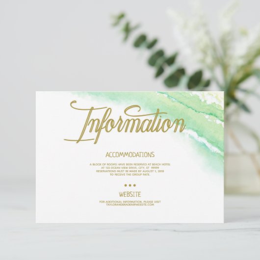 Tropische bestemming Bruiloft Informatie Kaart (Staand voorkant)