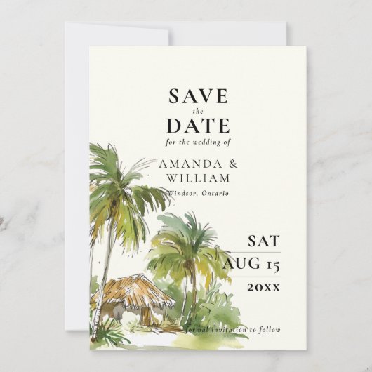 Tropische bestemming Elegante bruiloft Save The Date (Voorkant)
