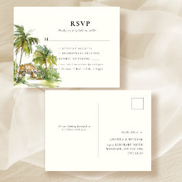 Tropische bestemming Elegante RSVP-respons Aankondigingskaart