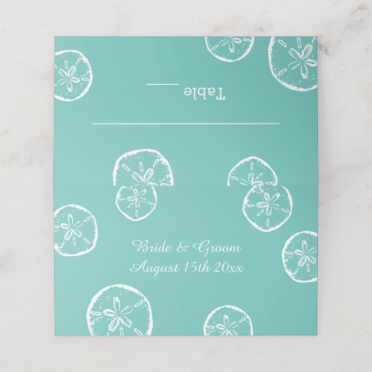 Tropische bestemming en dollars thema bruiloft plaatskaartje (Buitenkant ongevouwen)