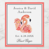 Tropische Bestemming Flamingo's Bruiloft Wijn Etiket (Enkel label)