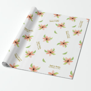 Tropische Bestemming Floral Gepersonaliseerde Brui Cadeaupapier