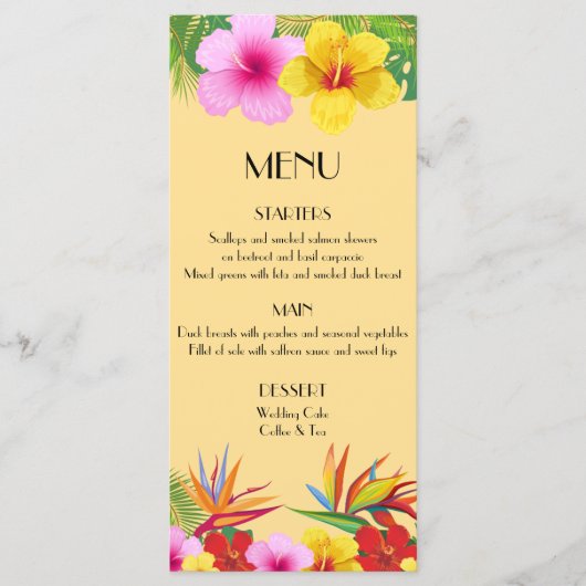 Tropische bestemming Hibiscus geel Menu (Voorkant)