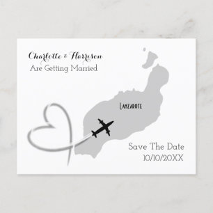 Tropische bestemming Lanzarote Spain Beach Wedding Aankondigingskaart