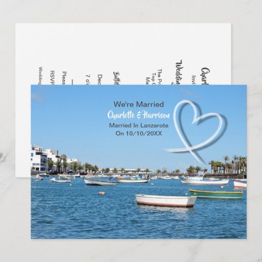 Tropische bestemming Lanzarote Spain Beach Wedding Kaart (Voorkant / Achterkant)