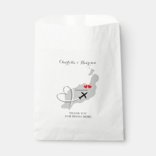 Tropische Bestemming Lanzarote Spanje Strandtrouw Bedankzakje (Voorkant)