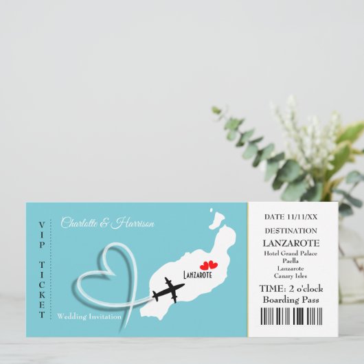 Tropische Bestemming Lanzarote Spanje Strandtrouw Kaart (Staand voorkant)