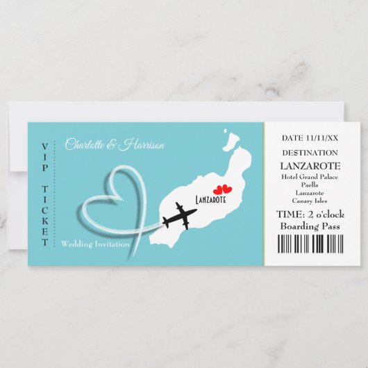Tropische Bestemming Lanzarote Spanje Strandtrouw Kaart (Voorkant)