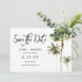 Tropische Bestemming Palmboom Bewaar De Datum Kaart (Staand voorkant)