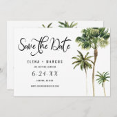 Tropische Bestemming Palmboom Bewaar De Datum Kaart (Voorkant / Achterkant)
