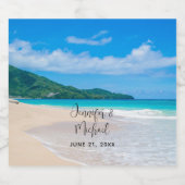 Tropische bestemming Schilderachtig strand bruilof Likeurfles Etiket (Enkel label)