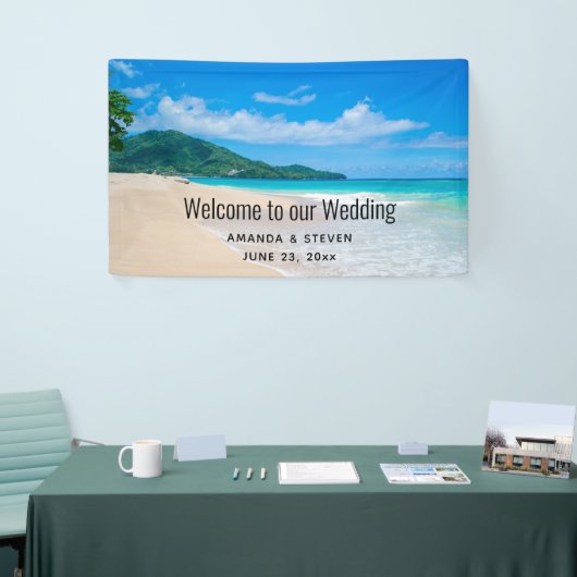 Tropische bestemming Schilderachtig strand bruilof Spandoek (Beurs)