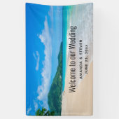 Tropische bestemming Schilderachtig strand bruilof Spandoek (Verticaal)