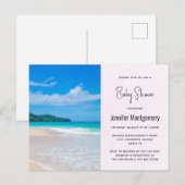 Tropische Bestemming Schitterend Strand Baby Showe Uitnodiging Briefkaart (Voorkant / Achterkant)
