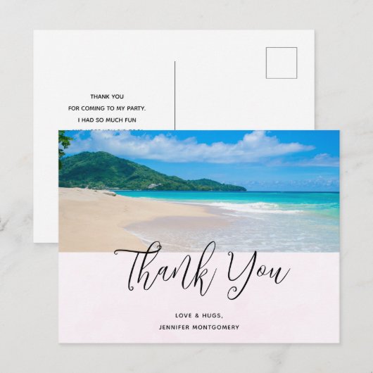 Tropische Bestemming Schitterend Strand Bedankt Briefkaart (Voorkant / Achterkant)