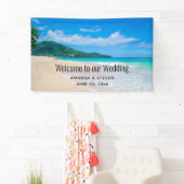 Tropische Bestemming Schitterend Strand Bruiloft Spandoek (Insitu)