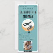 Tropische bestemming strand moderne foto bruiloft kaart (Voorkant)