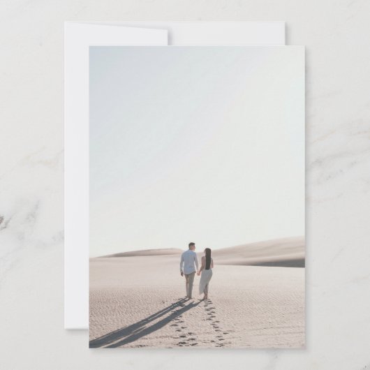 Tropische Bestemming Trouwdag met Palmboom aan het Save The Date (Achterkant)