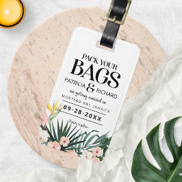 Tropische Bestemming Trouwdag Save the Date Bagagelabel