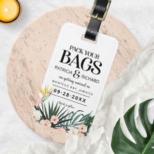 Tropische Bestemming Trouwdag Save the Date Bagagelabel