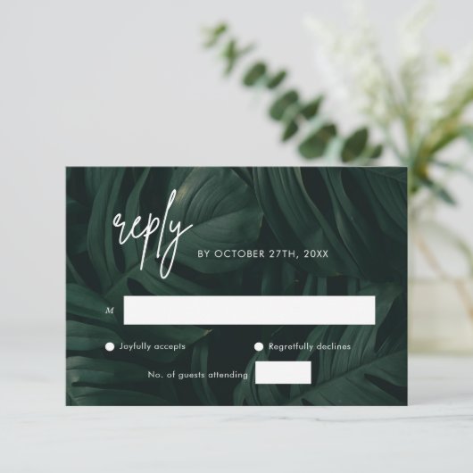 Tropische Bestemming Trouwkaart RSVP Kaarten (Staand voorkant)