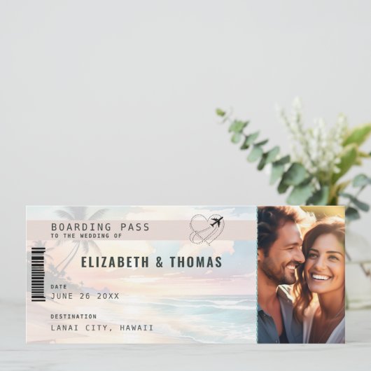 Tropische Bestemming Vliegtuig Ticket Strand Bruil Kaart (Staand voorkant)