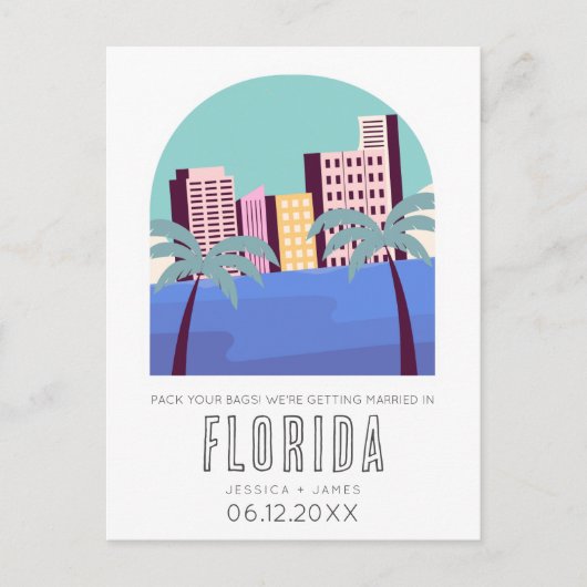 Tropische bestemmingen van Florida Weddenschap spa Aankondigingskaart (Voorkant)