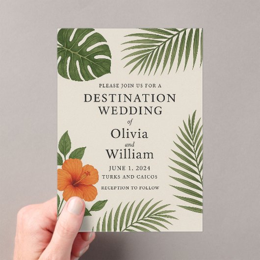 Tropische bestemmingsbruiloft acryl uitnodigingen (Insitu (Draagbaar))