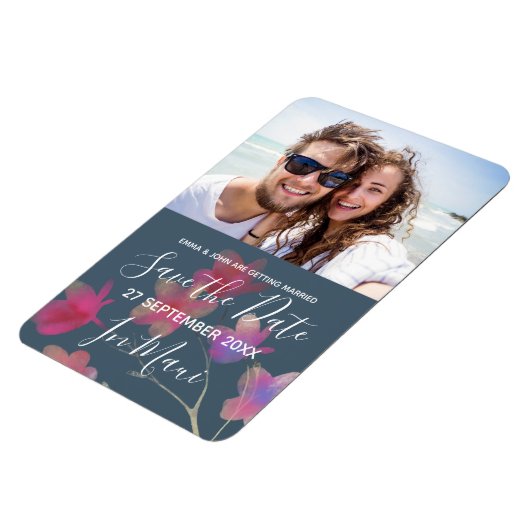 Tropische bestemmingsbruiloft magneet (Linkerzijde)