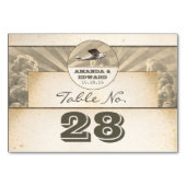 Tropische bestemmingsbruiloft plaatskaart met vlie kaart (Voorkant)